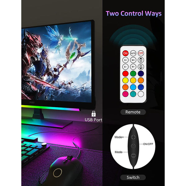 2 Pcs Rgb Led Gaming Light Bar Dual Color Temperature & Adjustable Effects Usb Powered Backlight For Monitors Remote Button Control 30Cm Lightweight D