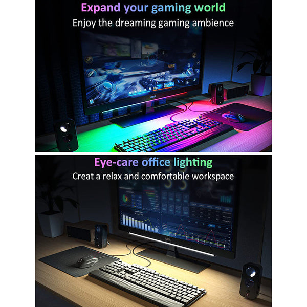 2 Pcs Rgb Led Gaming Light Bar Dual Color Temperature & Adjustable Effects Usb Powered Backlight For Monitors Remote Button Control 30Cm Lightweight D