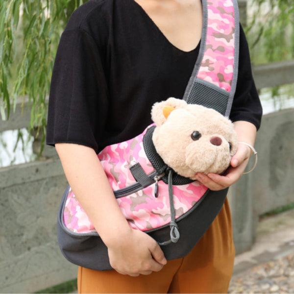 Elosung Pink Lightweight Single Shoulder Pet Sling Bag Stylish Durable Oxford Fabric Carrier Pet Transport