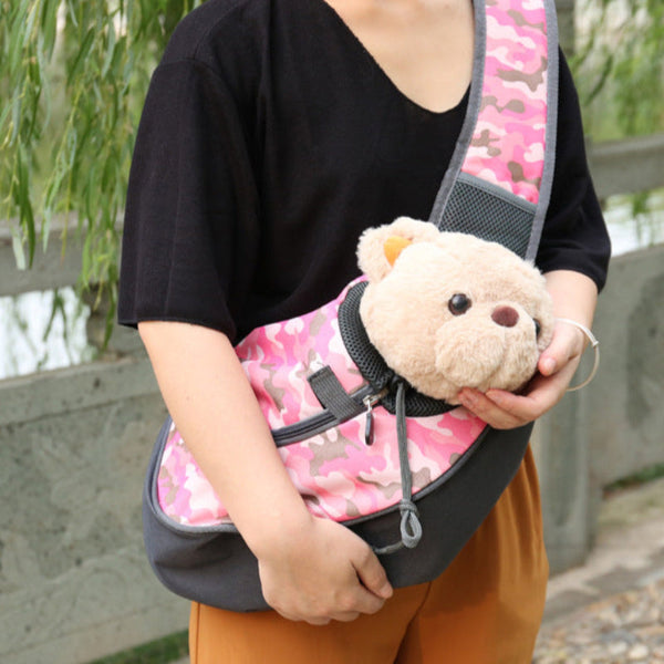 Elosung Yellow Dog Pattern Lightweight Single Shoulder Pet Sling Bag Stylish Durable Oxford Fabric Carrier Pet Transport