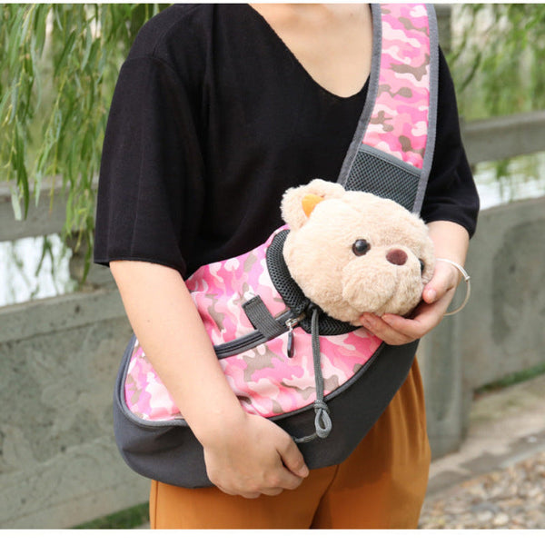 Elosung Blue Dog Pattern Lightweight Single Shoulder Pet Sling Bag Stylish Durable Oxford Fabric Carrier Pet Transport