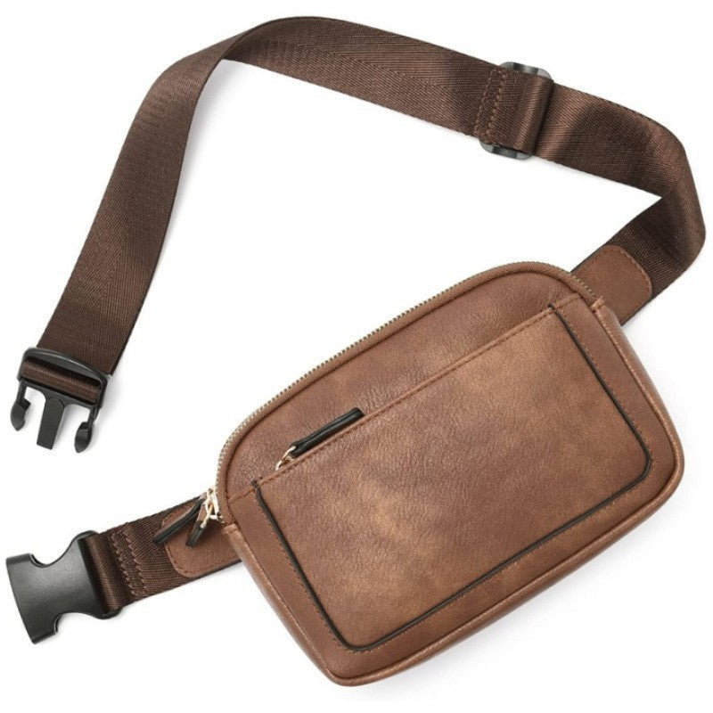 Elosung Brown Waterproof Pu Leather Waist Bag Stylish Crossbody Belt For Men & Women Bags