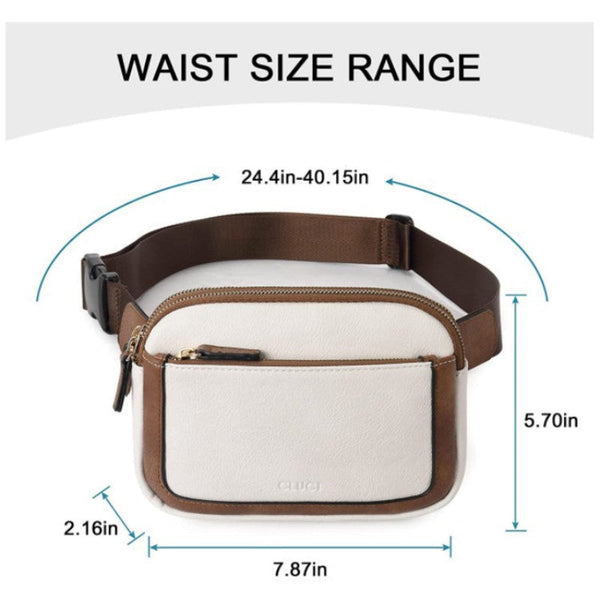 Elosung Brown Waterproof Pu Leather Waist Bag Stylish Crossbody Belt For Men & Women Bags