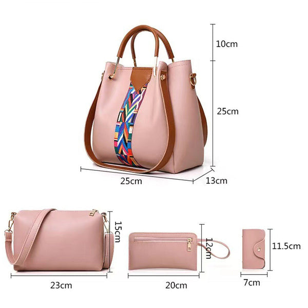 Elosung Off White Elegant 4 Piece Women's Handbag Set Stylish Pu Leather Tote Shoulder Bag Clutch And Wallet For Every Occasion Women's Bags & Handbag