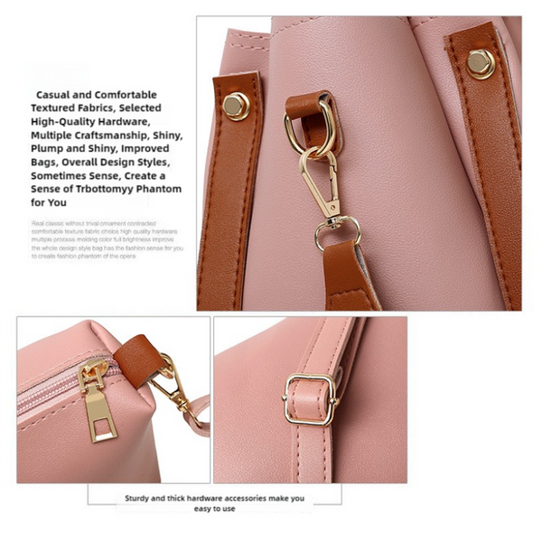 Elosung Off White Elegant 4 Piece Women's Handbag Set Stylish Pu Leather Tote Shoulder Bag Clutch And Wallet For Every Occasion Women's Bags & Handbag