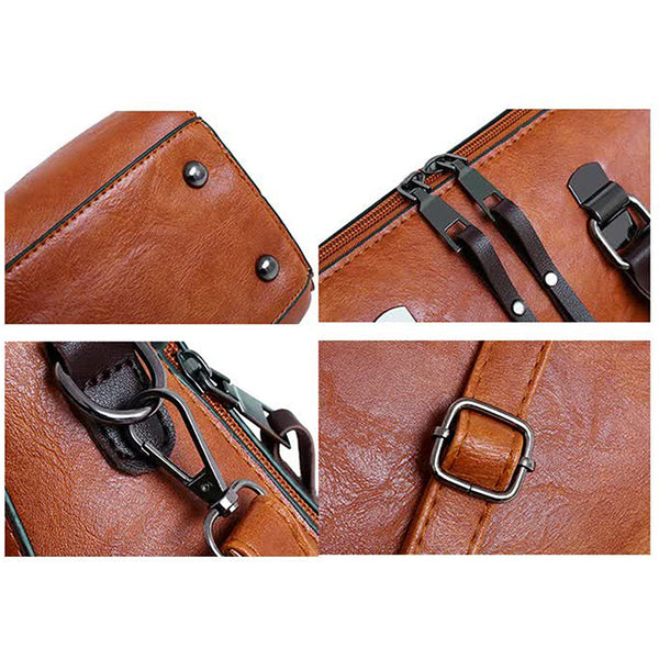 Elosung Black 4 Piece Women's Pu Leather Tote Bag Handbag Shoulder Clutch And Card Holder Lightweight Design Women Backpacks