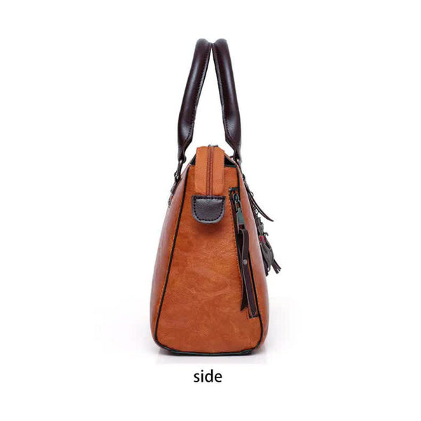 Elosung Pink 4 Piece Women's Pu Leather Tote Bag Vintage Handbag Shoulder Clutch And Card Holder Lightweight Design Women's Bags & Handbags