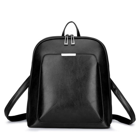 Elosung Black Pu Leather Backpack Women Anti Theft Spacious Multi Pocket Women Backpacks