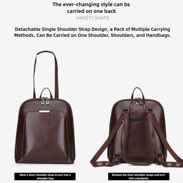 Elosung Black Pu Leather Backpack Women Anti Theft Spacious Multi Pocket Women Backpacks