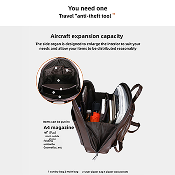 Elosung Black Pu Leather Backpack Women Anti Theft Spacious Multi Pocket Women Backpacks