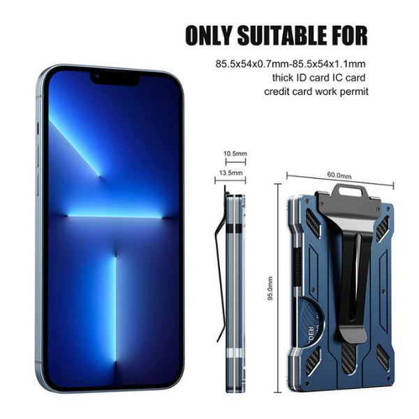 Elosung 1 Pcs Blue Premium Rfid Blocking Aluminum Alloy Id Badge Holder With Transparent Card Slot & Money Clip Id & Document Holders