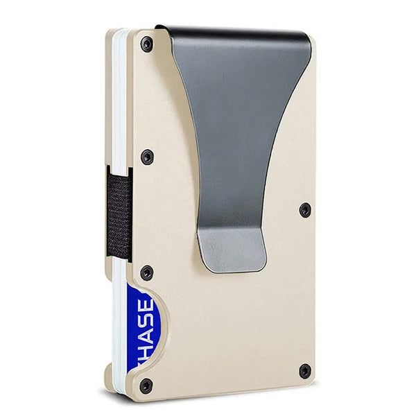 Elosung 2 Pcs Gold Aluminum Alloy Rfid Blocking Wallet Compact Lightweight Credit Card Holder And Money Clip Wallets