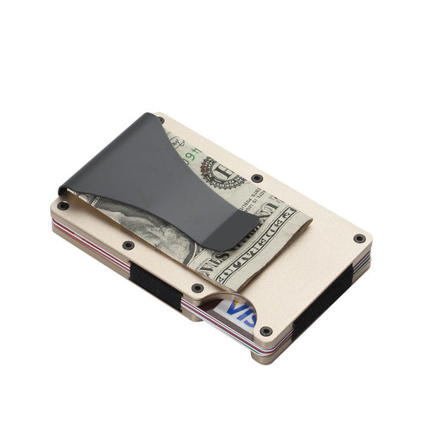 Elosung 2 Pcs Gold Aluminum Alloy Rfid Blocking Wallet Compact Lightweight Credit Card Holder And Money Clip Wallets