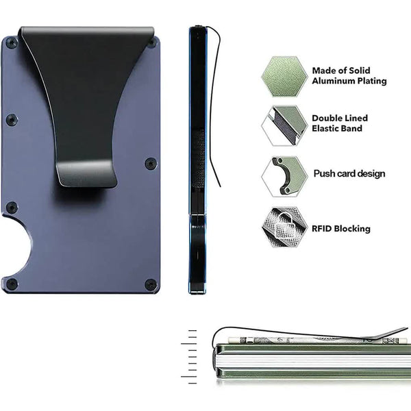 Elosung 2 Pcs Gold Aluminum Alloy Rfid Blocking Wallet Compact Lightweight Credit Card Holder And Money Clip Wallets