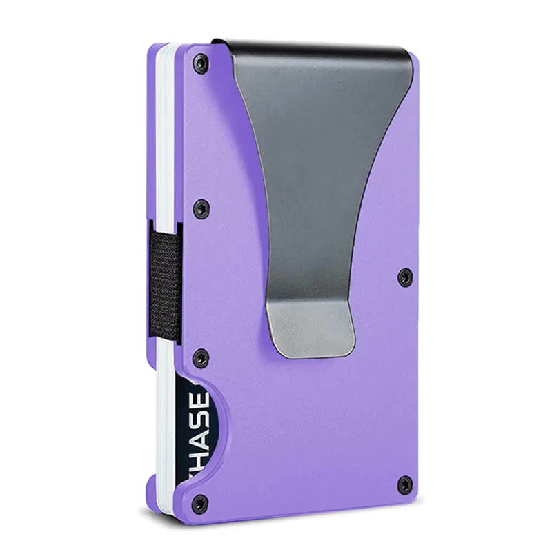 Elosung 2 Pcs Purple Aluminum Alloy Rfid Blocking Wallet Compact Lightweight Credit Card Holder Money Clip Wallets