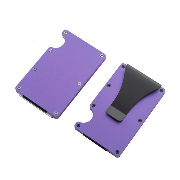 Elosung 2 Pcs Purple Aluminum Alloy Rfid Blocking Wallet Compact Lightweight Credit Card Holder Money Clip Wallets