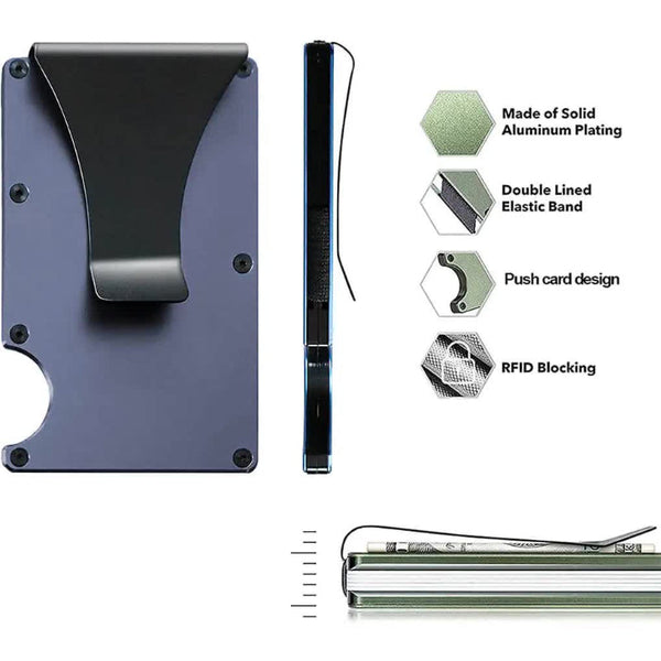 Elosung 2 Pcs Purple Aluminum Alloy Rfid Blocking Wallet Compact Lightweight Credit Card Holder Money Clip Wallets