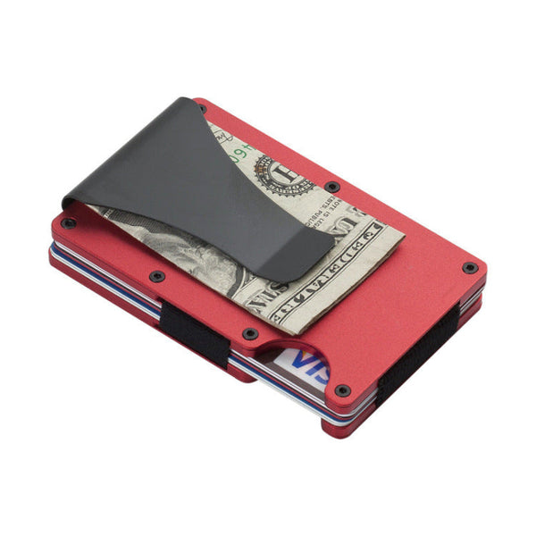 Elosung 2 Pcs Red Aluminum Alloy Rfid Blocking Wallet Compact Lightweight Credit Card Holder And Money Clip Wallets