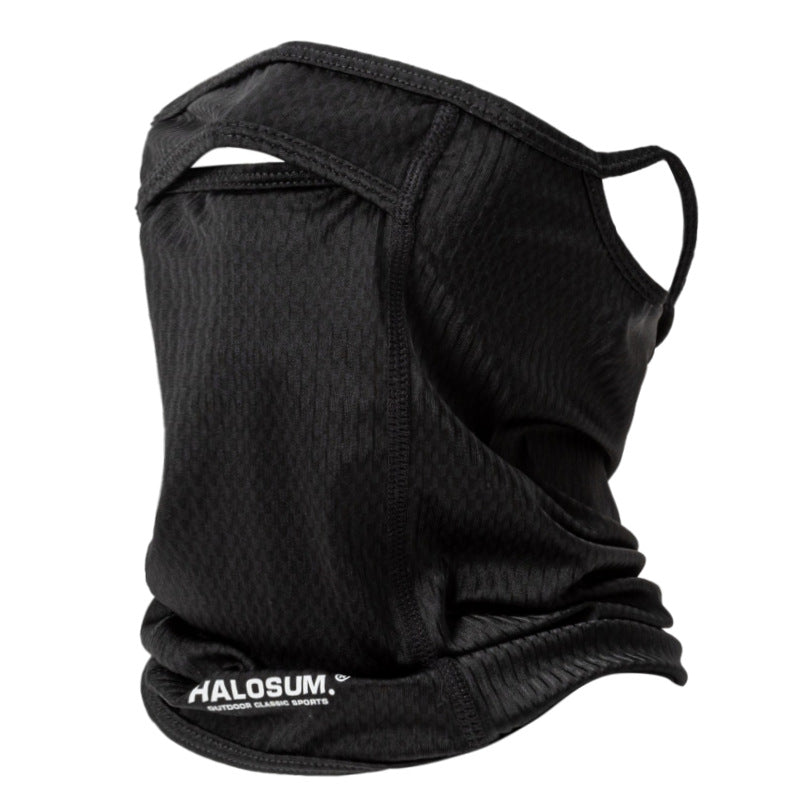 Elosung 2 Pcs Black Uv Protection Breathable Cycling Face Mask With Ear Hooks Summer Ice Silk Neck Gaiter For Men Women Face Masks