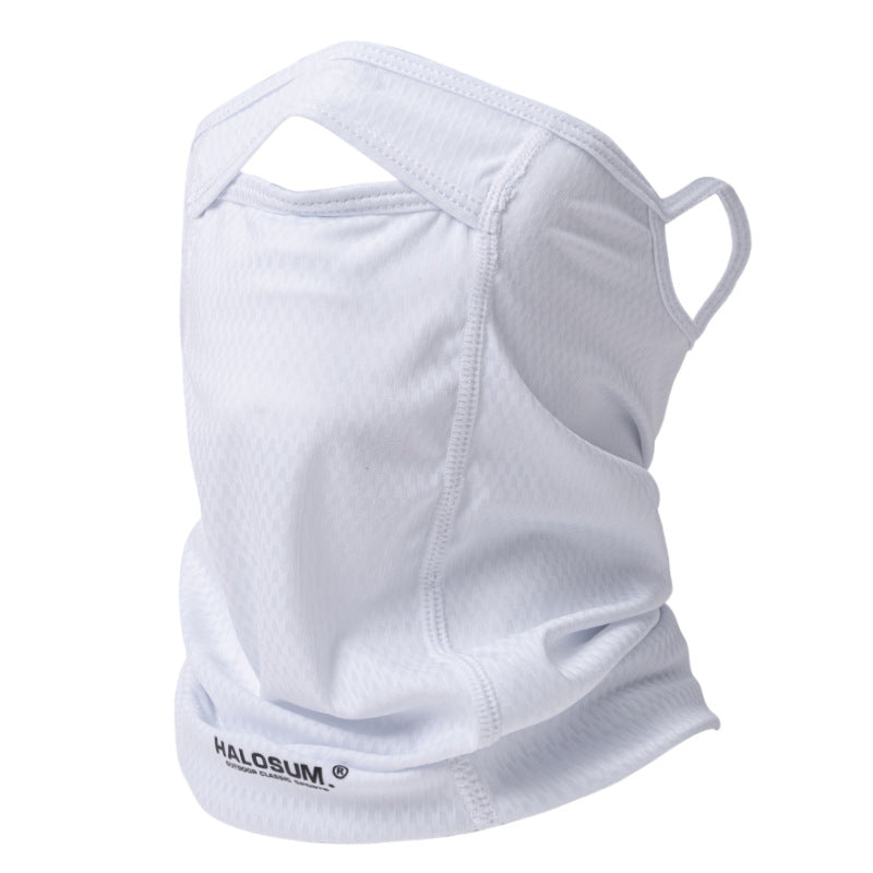 Elosung 2 Pcs White Uv Protection Breathable Cycling Face Mask With Ear Hooks Summer Ice Silk Neck Gaiter For Men And Women Face Masks