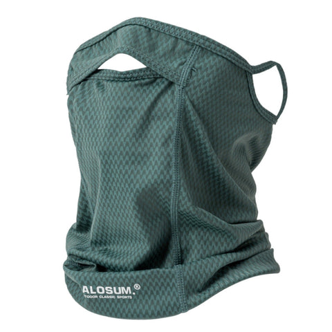 Elosung 2 Pcs Green Uv Protection Breathable Cycling Face Mask With Ear Hooks Summer Ice Silk Neck Gaiter For Men And Women Face Masks