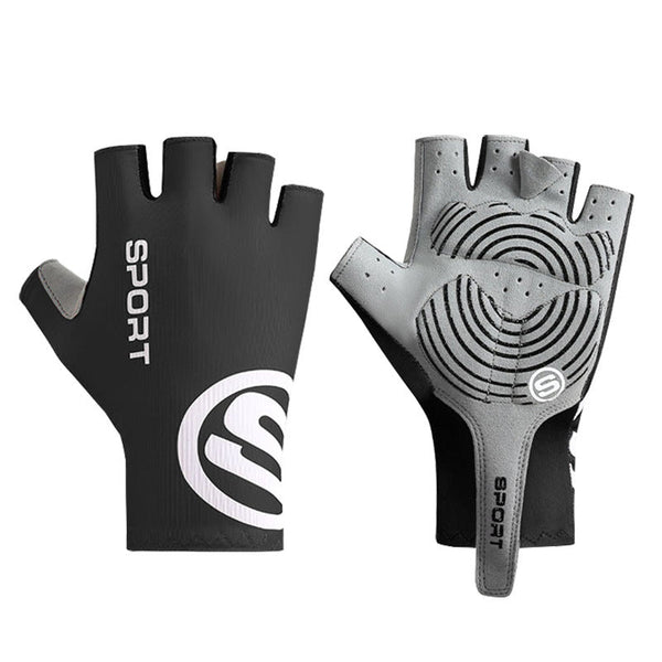 Elosung Black Breathable Half Finger Cycling Anti Slip Shockproof And Durable For Men & Women Gloves