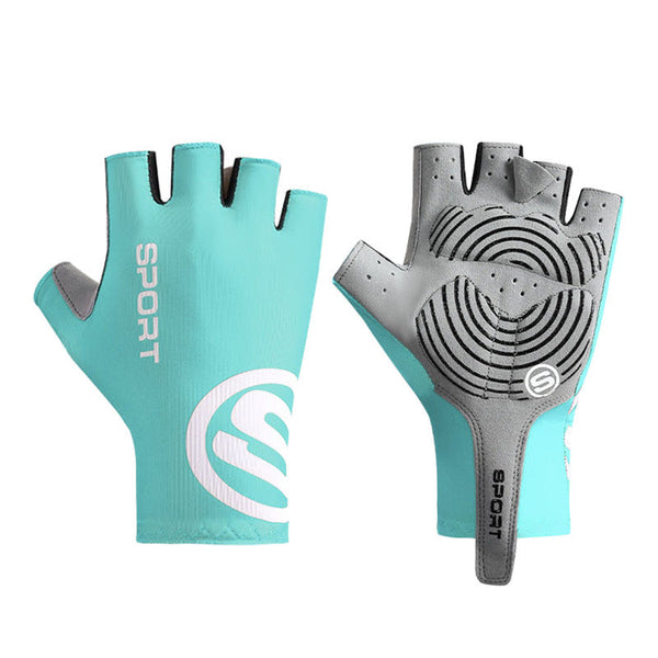 Gloves Elosung Blue Breathable Half Finger Cycling Anti Slip Shockproof And Durable For Men & Women