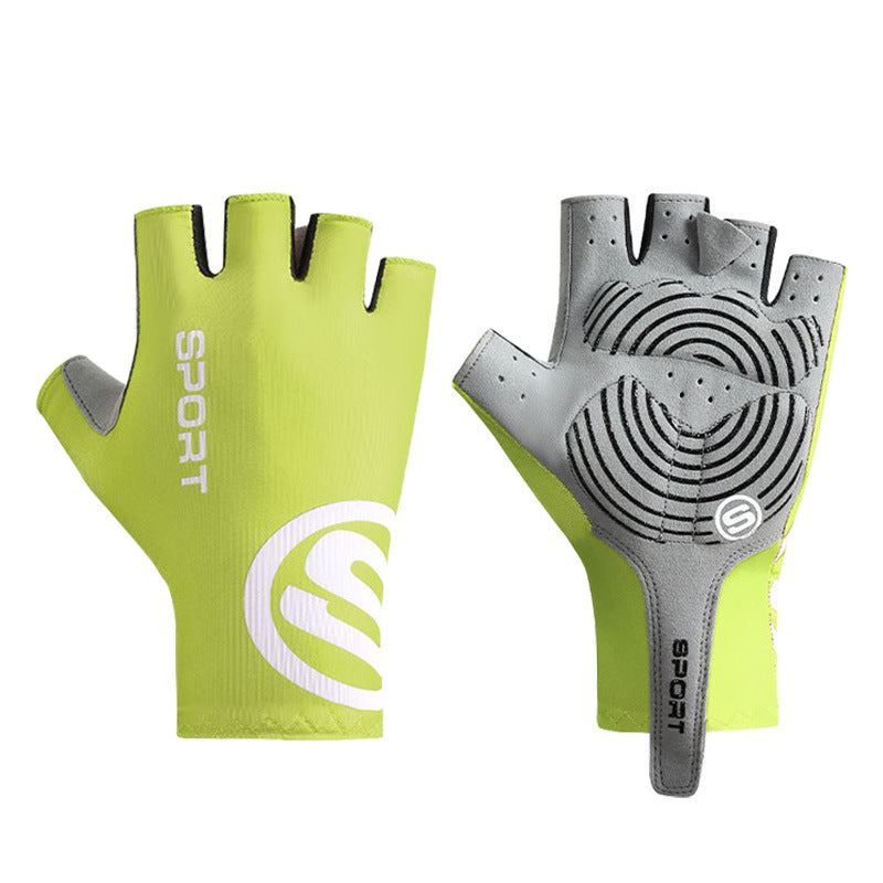 Elosung Bright Green Breathable Half Finger Cycling Anti Slip Shockproof And Durable For Men & Women Gloves