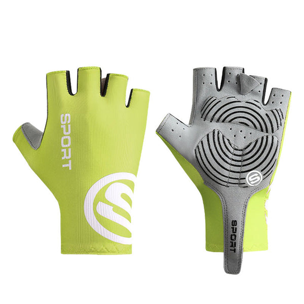 Gloves Elosung Bright Green Breathable Half Finger Cycling Anti Slip Shockproof And Durable For Men & Women
