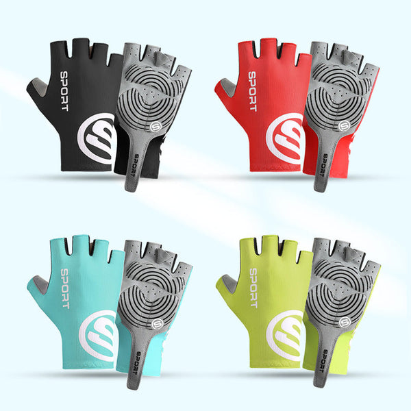 Elosung Bright Green Breathable Half Finger Cycling Anti Slip Shockproof And Durable For Men & Women Gloves