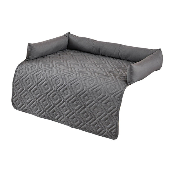 Elosung 90*90Cm Grey Waterproof & Scratch Resistant Pet Sofa Protector Mat With Pillow | Cat Dog Bed Washable All Season Pet Beds