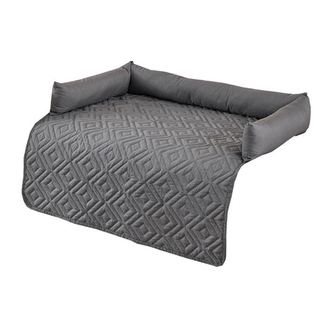 Elosung 90*120Cm Grey Waterproof & Scratch Resistant Pet Sofa Protector Mat With Pillow | Cat Dog Bed Washable All Season Pet Beds