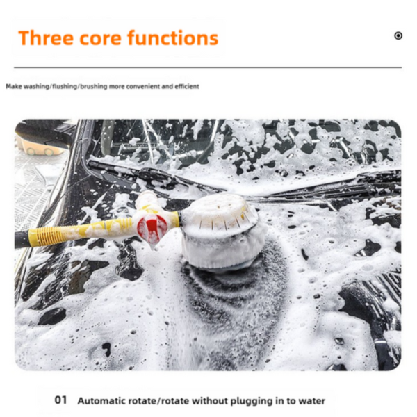 Elosung Yellow And Black Rotating Car Washing Brush With Foam Sprayer High Pressure Cleaning Tool 5M Hose Kit For Convenient Vehicle Other Automotive