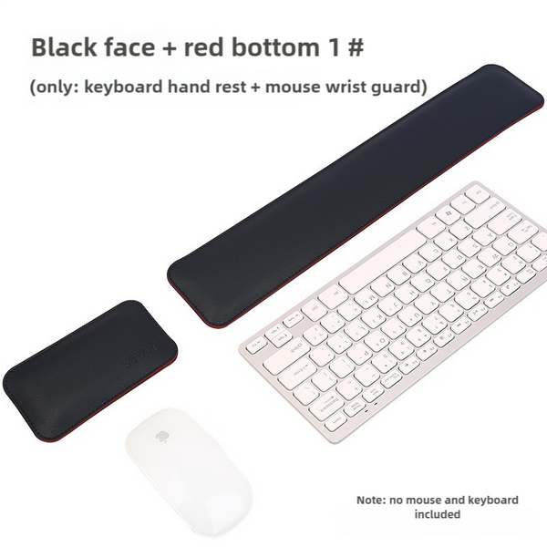 Elosung Black Red Keyboard Wrist Guard + Mouse Premium Dual Sided Pu Leather Rest Pad Ergonomic Support For Comfortable Typing Use Mouse Pads & Wrist
