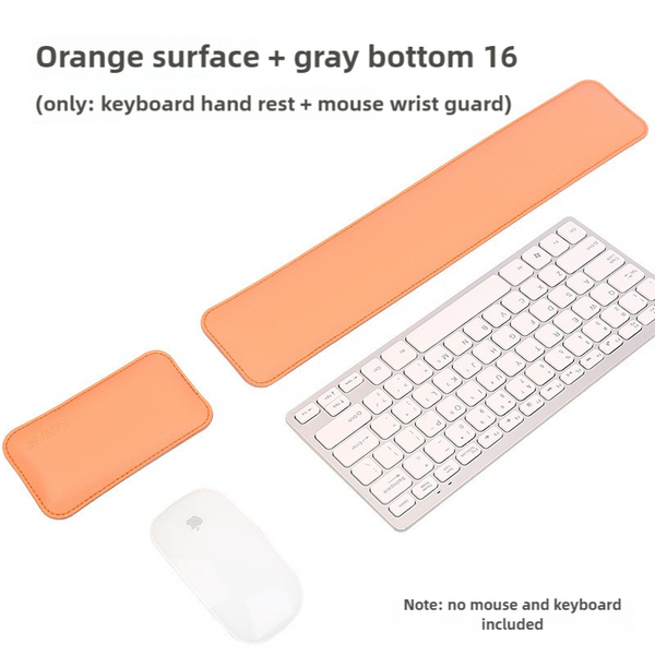Orange And Grey Keyboard Wrist Guard + Mouse Premium Dual Sided Pu Leather Rest Pad Set Ergonomic Support Mouse Pads & Wrist Rests