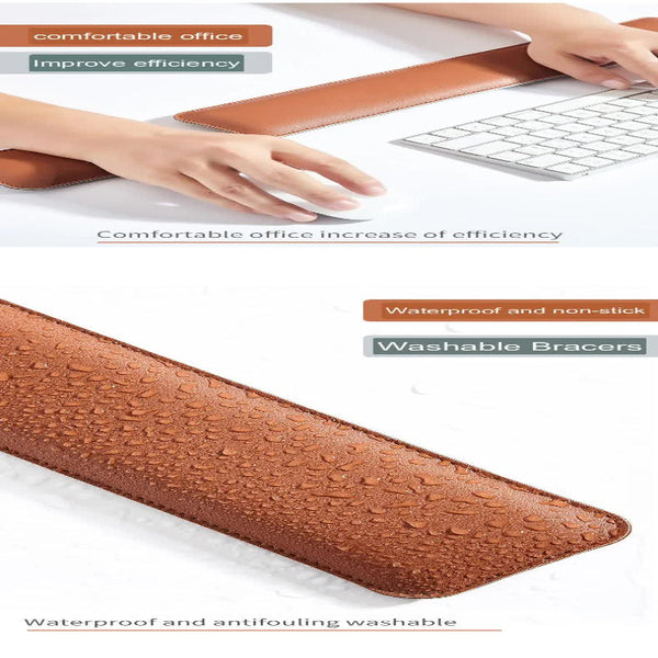 Orange And Grey Keyboard Wrist Guard + Mouse Premium Dual Sided Pu Leather Rest Pad Set Ergonomic Support Mouse Pads & Wrist Rests