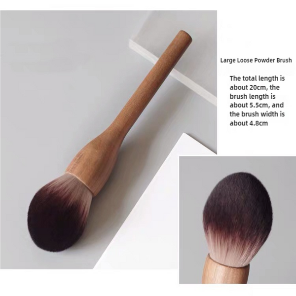 Large Loose Powder Brush Walnut Wood Makeup Set Blush And Contour With Soft Fiber Bristles Brushes