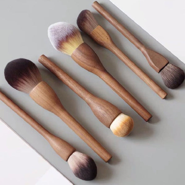 Large Loose Powder Brush Walnut Wood Makeup Set Blush And Contour With Soft Fiber Bristles Brushes