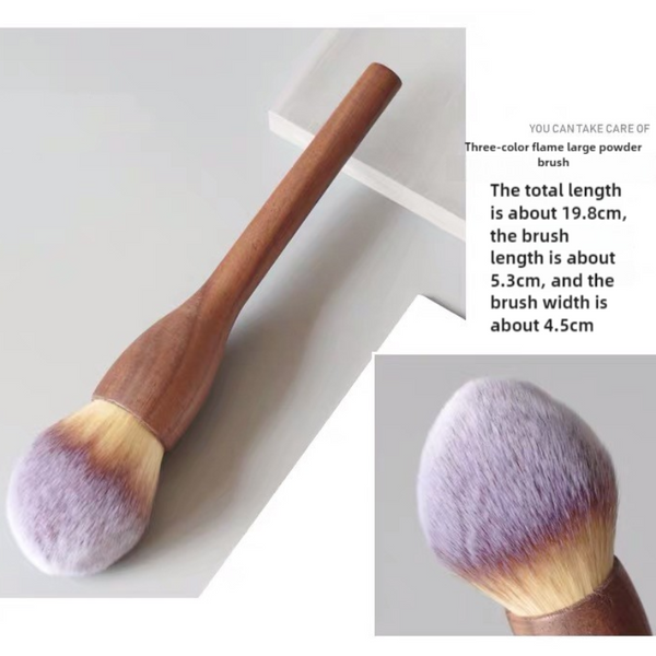Elosung Three Color Flame Large Powder Brush Walnut Wood Makeup Set Blush And Contour With Soft Fiber Bristles Brushes