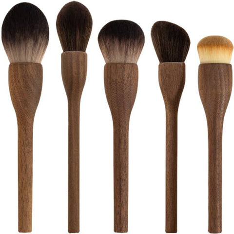 Grape Color Angled Contouring Brush Walnut Wood Makeup Set Powder Blush And With Soft Fiber Bristles Brushes