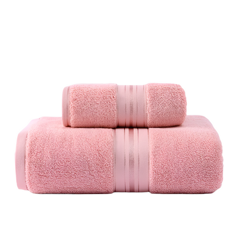 Elosung Pink Luxury Cotton Towel Set(Towel + Bath Towel) Quick Dry Extra Thick & Absorbent Perfect For Beach Towels & Washcloths