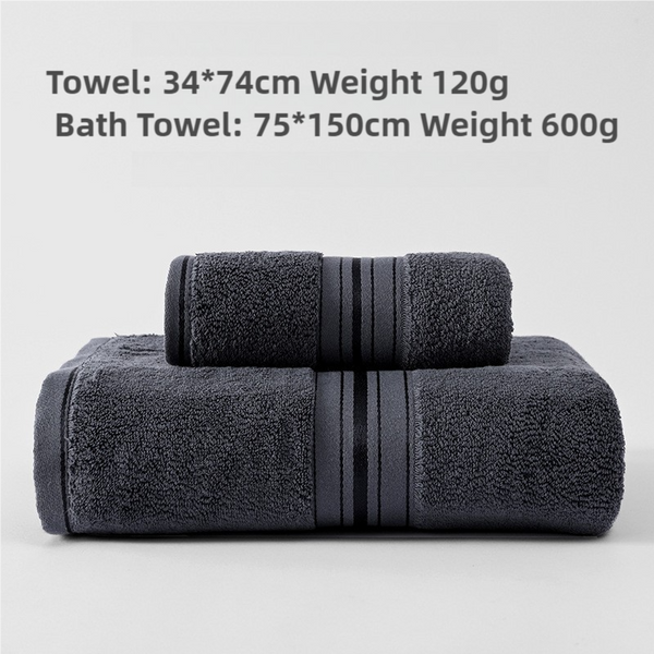 Elosung Dark Grey Luxury Cotton Towel Set(Towel + Bath Towel) Quick Dry Extra Thick & Absorbent Perfect For Beach Towels & Washcloths