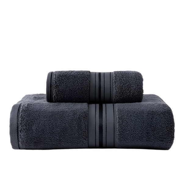 Elosung Dark Grey Luxury Cotton Towel Set(Towel + Bath Towel) Quick Dry Extra Thick & Absorbent Perfect For Beach Towels & Washcloths