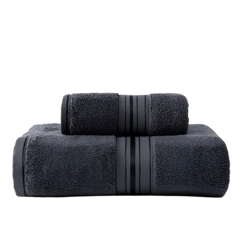 Elosung Dark Grey Luxury Cotton Towel Set(Towel + Bath Towel) Quick Dry Extra Thick & Absorbent Perfect For Beach Towels & Washcloths