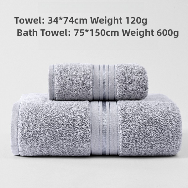 Grey Luxury Cotton Towel Set + Bath Quick Dry Extra Thick And Absorbent Perfect For Beach Towels & Washcloths