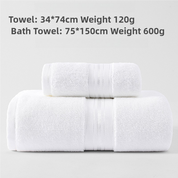 Elosung White Cotton Towel Set(Towel + Bath Towel) Quick Dry Extra Thick & Absorbent Perfect For Beach Towels & Washcloths