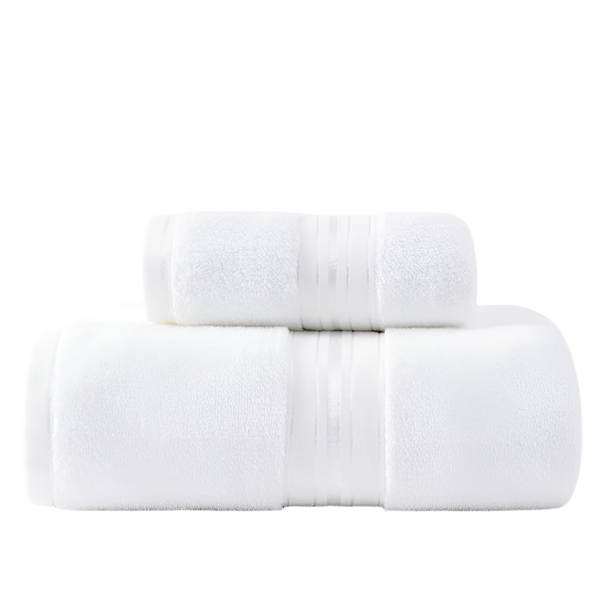 Elosung White Cotton Towel Set(Towel + Bath Towel) Quick Dry Extra Thick & Absorbent Perfect For Beach Towels & Washcloths