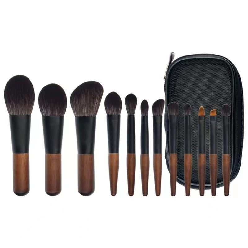 Elosung Style A 12 Piece Mini Portable Makeup Brush Set Fiber Bristle Beauty Tool Set(With Storage Bag) Makeup Bags & Cases