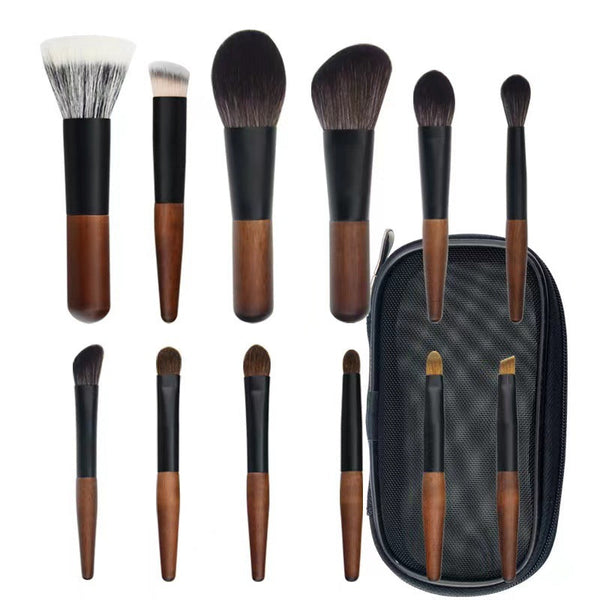 Elosung Style B 12 Piece Mini Portable Makeup Brush Set Fiber Bristle Beauty Tool Set(With Storage Bag) Makeup Bags & Cases