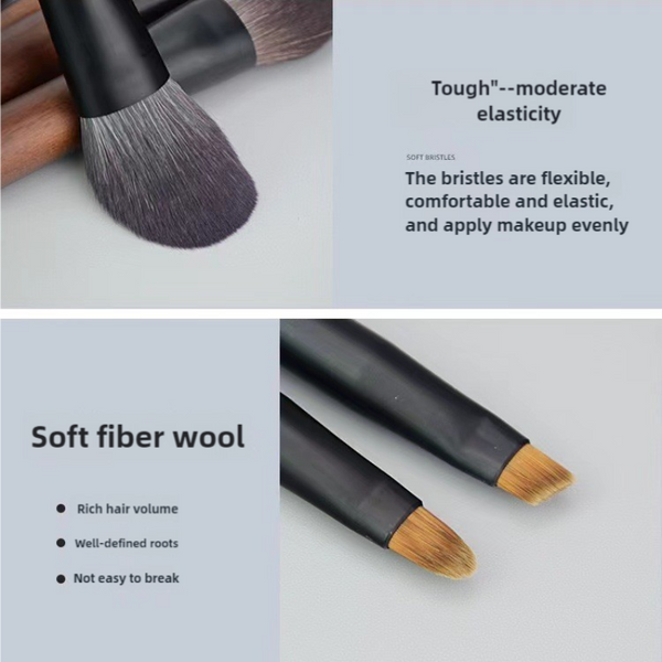 Elosung Style B 12 Piece Mini Portable Makeup Brush Set Fiber Bristle Beauty Tool Set(With Storage Bag) Makeup Bags & Cases